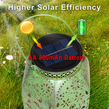Outdoor Peacock Solar Lanterns Waterproof Big Metal Hanging Lights (2 Pack, Green)