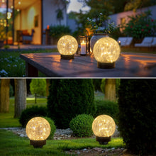 Solar Globe Lights Outdoor Large Garden Decor USB Charged 4.72" Diameter 40LED 1000mAh Waterproof Solar Lights Cracked Glass Globe Solar Power String Lights Yard Patio Garden (2 Pack 4.72'')