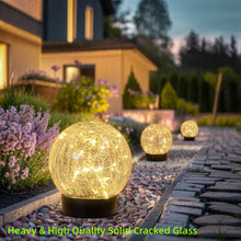 Solar Globe Lights Outdoor Large Garden Decor USB Charged 4.72" Diameter 40LED 1000mAh Waterproof Solar Lights Cracked Glass Globe Solar Power String Lights Yard Patio Garden (2 Pack 4.72'')