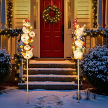 Christmas Outdoor Decorations Solar Lights Snowman Gnomes Pathway Stake Lights with 18 LED Waterproof Yard Garden Lawn Outside Lights New Year Gifts 2Pack