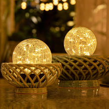 Solar Globe Lights Outdoor Large Garden Decor USB Charged 4.72" Diameter 40LED 1000mAh Waterproof Solar Lights Cracked Glass Globe Solar Power String Lights Yard Patio Garden (2 Pack 4.72'')