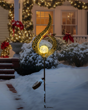Retro Geometric Art Outdoor Bronze Solar Light Glass Ball Imitation Crack Garden Decoration Lights