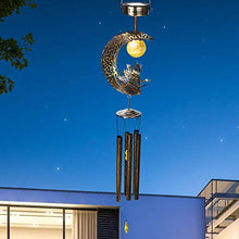 Moon And Angel Solar Lights With Wind Chimes,Balcony Terrace Hanging Lights