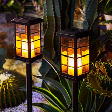 Electronic Candle Solar Lights With Candlelight Flickering ,Lawn Pathway Yard Stake Lights