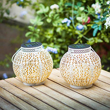 Outdoor White Small Lantern Solar Light Garden Patio Hanging Lights Solar Desk Lamp( 2 Packs)