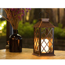 Solar Lantern Outdoor Garden Hanging Lantern Waterproof LED Flickering Flameless Candle Mission Lights for Table,Outdoor, Christmas Gifts