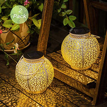 Outdoor White Small Lantern Solar Light Garden Patio Hanging Lights Solar Desk Lamp( 2 Packs)