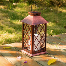 Solar Lantern Outdoor Garden Hanging Lantern Waterproof LED Flickering Flameless Candle Mission Lights for Table,Outdoor, Christmas Gifts