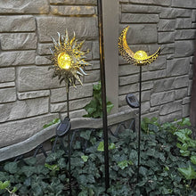 Moon And Sun Background Solar Lights,Outdoor Courtyard Garden Lights Ideas