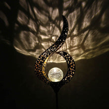 Retro Geometric Art Outdoor Bronze Solar Light Glass Ball Imitation Crack Garden Decoration Lights