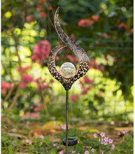 Retro Geometric Art Outdoor Bronze Solar Light Glass Ball Imitation Crack Garden Decoration Lights