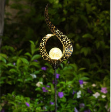 Retro Geometric Art Outdoor Bronze Solar Light Glass Ball Imitation Crack Garden Decoration Lights
