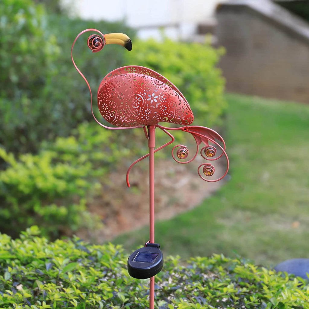 Pink Flamingo Yard Decorations Solar Lights,Waterproof LED Animal Ligh