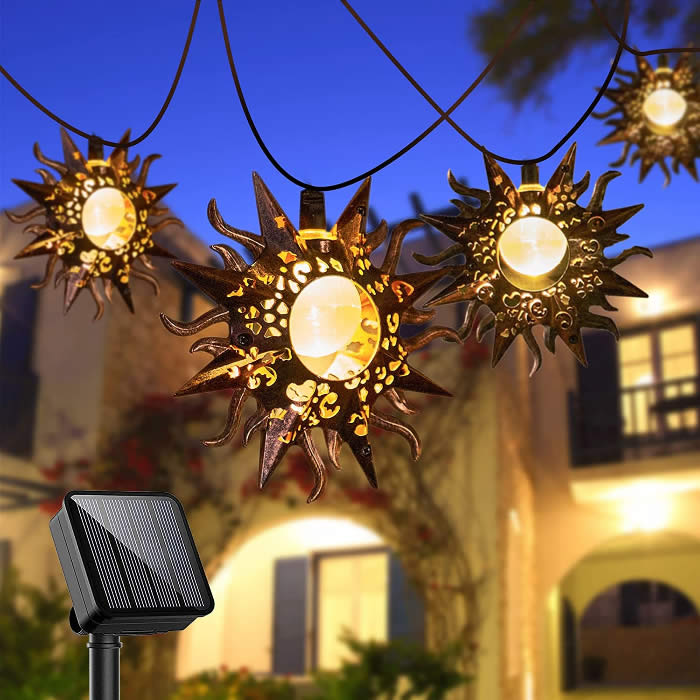 Creative Solar Sun String Lights, Outdoor Night Party Garden Decoratio