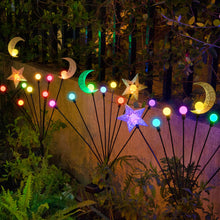 Firefly Solar Lights For Outdoor Moon Star Solar Garden Lights Waterproof (2 Packs,Multicolor))