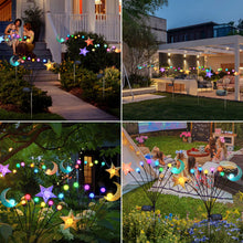 Firefly Solar Lights For Outdoor Moon Star Solar Garden Lights Waterproof (2 Packs,Multicolor))