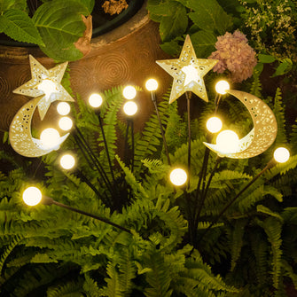 Firefly Solar Lights for Outdoor Moon Star Solar Garden Lights Waterproof (2 Packs,Warm White)