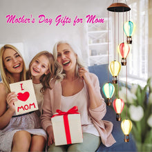 Solar Wind Chimes for Outside - Hot Air Balloon Solar Lights Outdoor Decor Gifts for Women Mom Grandma Birthday