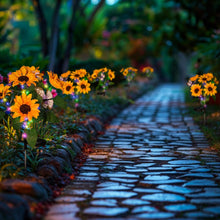 Sunflower Solar Lights Outdoor- 2 Pack Garden Lights Outdoor Waterproof with 10 Flowers and 4 Butterflies for Garden, Patio, Yard (Yellow)