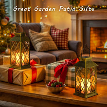 2Pack 10" Outdoor Solar Lanterns Waterproof Garden Patio Lantern Lights Flickering Candle Mission for Outside, Party, Yard, Lawn, Mothers Day Gifts Garden Gifts for Mom Women (Antique Green Bronze)