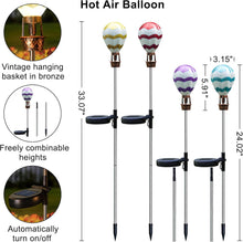 Solar Garden Decor - 4 Pack Hot Air Balloon Solar Lights Outdoor Waterproof Stake Lights for Pathway Garden Yard Path Lawn Decor Gift