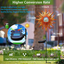 TAKE ME Sun Solar Lights Garden Outdoor Waterproof Metal Stakes for Patio Yard Walkway LawnPatio Christmas Gifts Mom Wife Grandma (Red Sun)