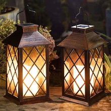 Solar Lantern Outdoor Garden Hanging Lantern Waterproof LED Flickering Flameless Candle Mission Lights for Table,Outdoor, Christmas Gifts