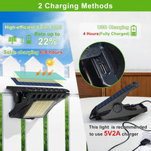 118Leds Solar Lights Outdoor Clip Motion Sensor Lights Security Light 3 Modes, 3 Color Temperature, Solar Powered, USB Charging (2 Pack)