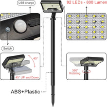 Solar Motion Lights Outdoor Waterproof 92 LEDs Bright Pathway Lights with Adjustable Angle & 3 Modes for Walkway, Driveway, Sidewalk, Garden, Yard, Patio, Landscaping (2 Pack)