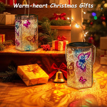 2Pack Solar Lanterns Outdoor Waterproof Butterfly 3D Colorful Solar Garden Yard Lanterns, Gardening Gifts for Mom Women Wife, Mothers' Day GIFS