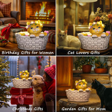 Cat Solar Lights Garden Outdoor Gifts for Mom, Garden Decor for Outside, Cat Solar Statue Lights, 8LED Kitten Yard Decorations, Mothers Day Birthday Gifts Women Wife