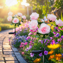 Solar Lights Outdoor- 2 Pack Garden Lights Outdoor Waterproof with 10 Flowers and 4 Butterflies, Solar Decorative Lights for Garden, Patio, Yard (Pink)