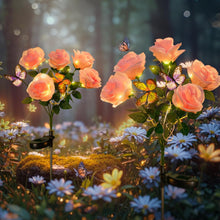 Solar Lights Outdoor- 2 Pack Garden Lights Outdoor Waterproof with 10 Flowers and 4 Butterflies, Solar Decorative Lights for Garden, Patio, Yard (Pink)