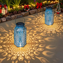 Solar Lanterns Outdoor Waterproof Peacock Garden Gifts Women Mom, Big Solar Lights, Garden Decor, Yard Art, Outside Birthday, Mothers' Day Birthday Gifts Grandma Grandpa(2Pack, Blue Gold