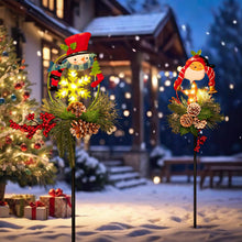 Christmas Decorations Outdoor Solar Lights - Metal Solar Christmas Lights Outdoor for Garden Xmas Yard Stakes Pathway Porch Lawn by Singingarden 2 Pack (Pinecone and Santa)