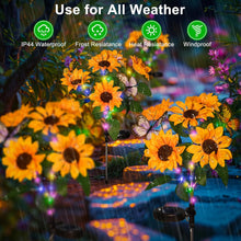 Sunflower Solar Lights Outdoor- 2 Pack Garden Lights Outdoor Waterproof with 10 Flowers and 4 Butterflies for Garden, Patio, Yard (Yellow)