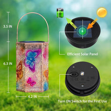 2Pack Solar Lanterns Outdoor Waterproof Butterfly 3D Colorful Solar Garden Yard Lanterns, Gardening Gifts for Mom Women Wife, Mothers' Day GIFS
