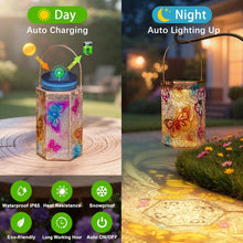 2Pack Solar Lanterns Outdoor Waterproof Butterfly 3D Colorful Solar Garden Yard Lanterns, Gardening Gifts for Mom Women Wife, Mothers' Day GIFS