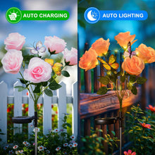 Solar Lights Outdoor- 2 Pack Garden Lights Outdoor Waterproof with 10 Flowers and 4 Butterflies, Solar Decorative Lights for Garden, Patio, Yard (Pink)