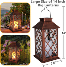 Solar Lantern Outdoor Garden Hanging Lantern Waterproof LED Flickering Flameless Candle Mission Lights for Table,Outdoor, Christmas Gifts