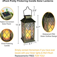 2Pack 10" Outdoor Solar Lanterns Waterproof Garden Patio Lantern Lights Flickering Candle Mission for Outside, Party, Yard, Lawn, Mothers Day Gifts Garden Gifts for Mom Women (Antique Green Bronze)