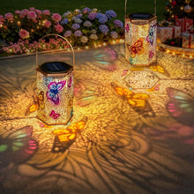 2Pack Solar Lanterns Outdoor Waterproof Butterfly 3D Colorful Solar Garden Yard Lanterns, Gardening Gifts for Mom Women Wife, Mothers' Day GIFS