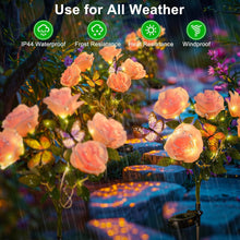 Solar Lights Outdoor- 2 Pack Garden Lights Outdoor Waterproof with 10 Flowers and 4 Butterflies, Solar Decorative Lights for Garden, Patio, Yard (Pink)