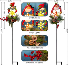 Christmas Decorations Outdoor Solar Lights - Metal Solar Christmas Lights Outdoor for Garden Xmas Yard Stakes Pathway Porch Lawn by Singingarden 2 Pack (Pinecone and Santa)