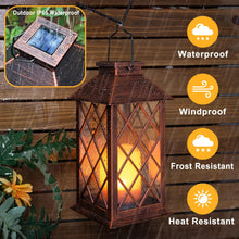 Solar Lantern Outdoor Garden Hanging Lantern Waterproof LED Flickering Flameless Candle Mission Lights for Table,Outdoor, Christmas Gifts