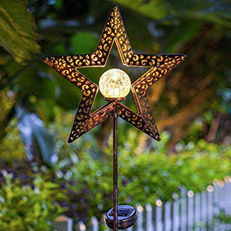 Pretty Stars Solar Night Light Garden Party Decorative Hollow Five-pointed Star Outdoor Light