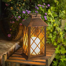 Solar Lantern Outdoor Garden Hanging Lantern Waterproof LED Flickering Flameless Candle Mission Lights for Table,Outdoor, Christmas Gifts