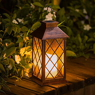 Retro Copper Color Candlestick Solar Light,Waterproof LED Flickering Flameless Candle Lights