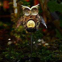 Owl Solar Stakes Lights With Glass Magic Ball,Decoration Good Idea For Garden Lawn Yard Pathway