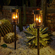 Outdoor Garden Courtyard Solar Stake Lights With Flickering Candlelight